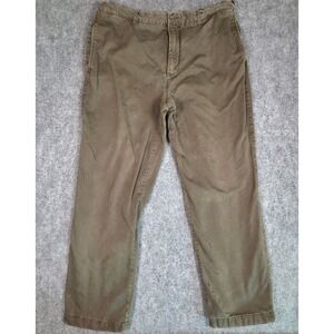 J.Crew Chino Pants Mens 38x34 Brown Broken-In Regular Fit Flannel Lined Cotton